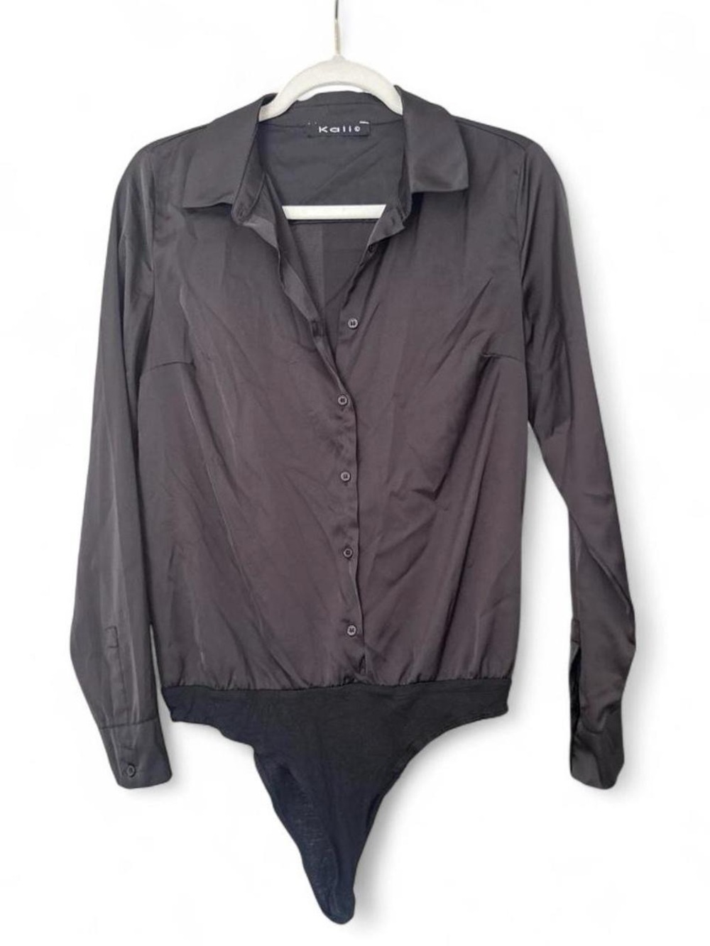 Kali Satin Black Button down bodysuit